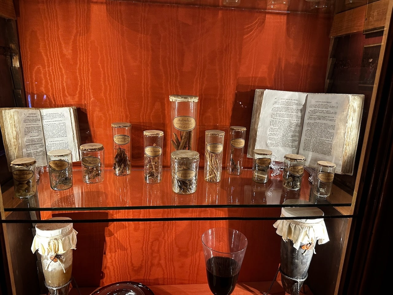 Specimen bottles in the Palazzo Mocenigo museum, Venice